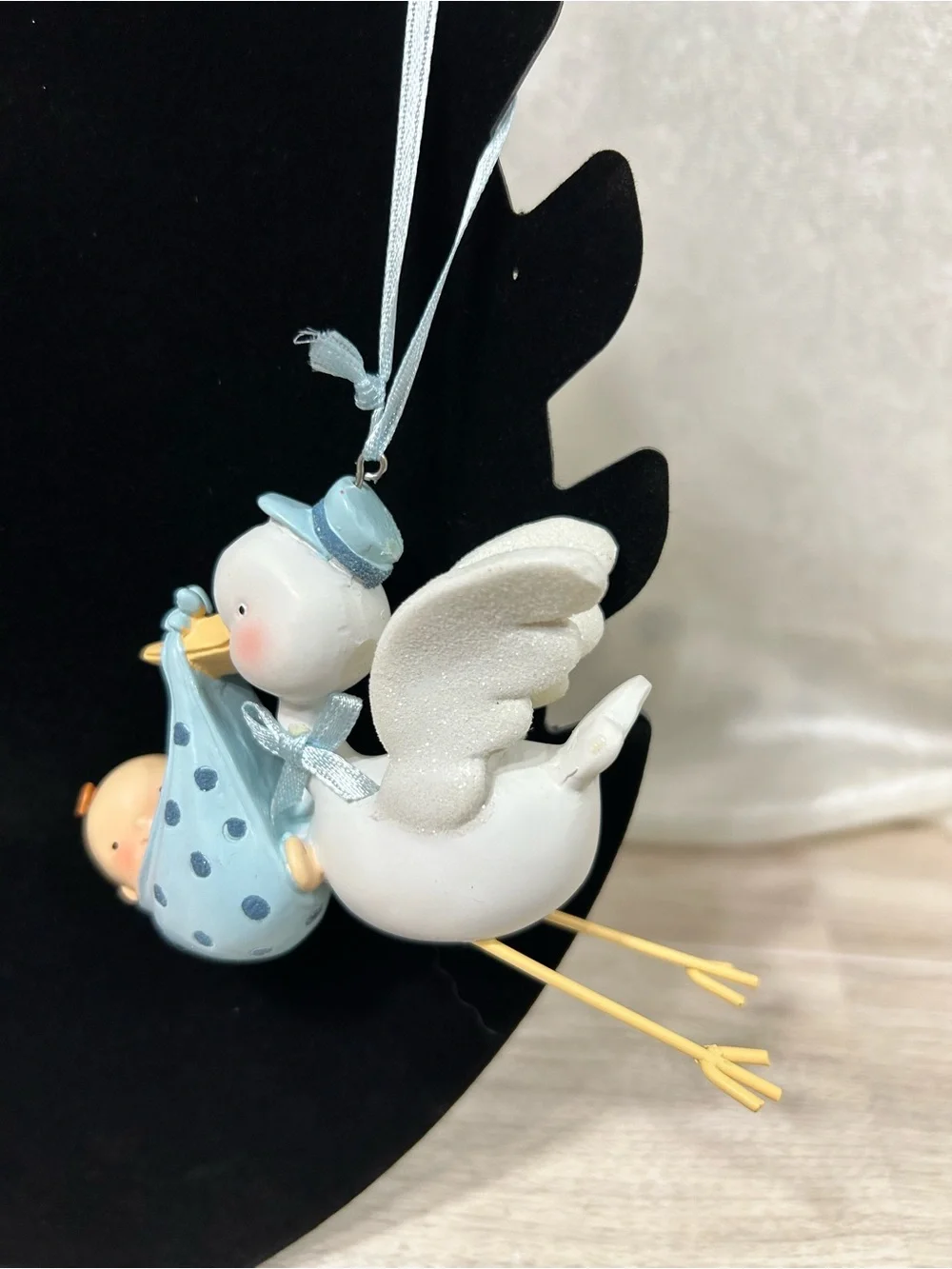 Baby Boy Stork Ornaments Set of 2 Baby Shower Nursery Decor